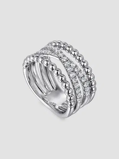 Gabriel & Co Women's Bujukan Sterling Silver & White Sapphire Wide Band Ring | Thumbnail 3