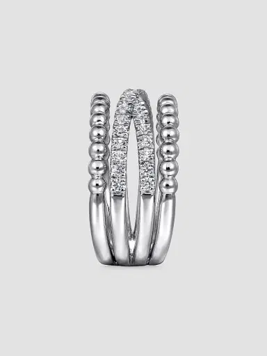 Gabriel & Co Women's Bujukan Sterling Silver & White Sapphire Wide Band Ring | Thumbnail 4