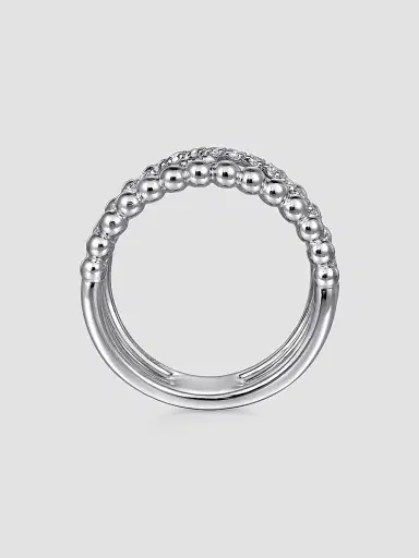 Gabriel & Co Women's Bujukan Sterling Silver & White Sapphire Wide Band Ring | Thumbnail 5