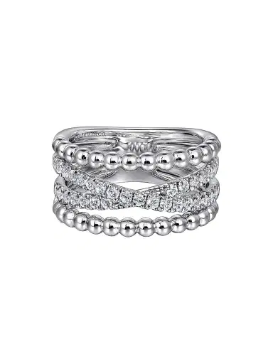Gabriel & Co Women's Bujukan Sterling Silver & White Sapphire Wide Band Ring | Thumbnail 1