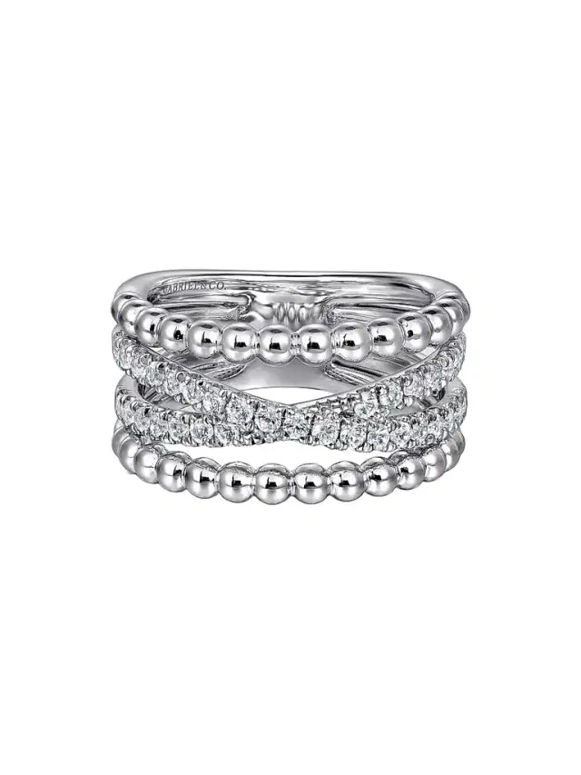 Gabriel & Co Women's Bujukan Sterling Silver & White Sapphire Wide Band Ring