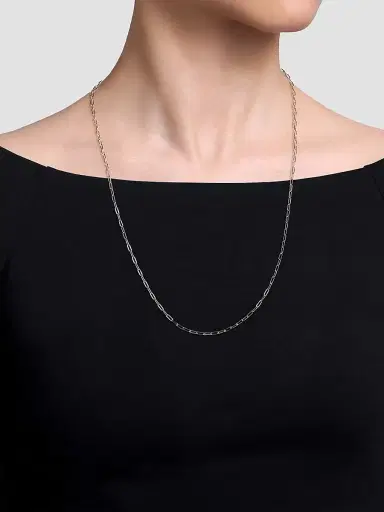 Gabriel & Co Women's Contemporary Sterling Silver Paper-Clip Necklace | Thumbnail 2