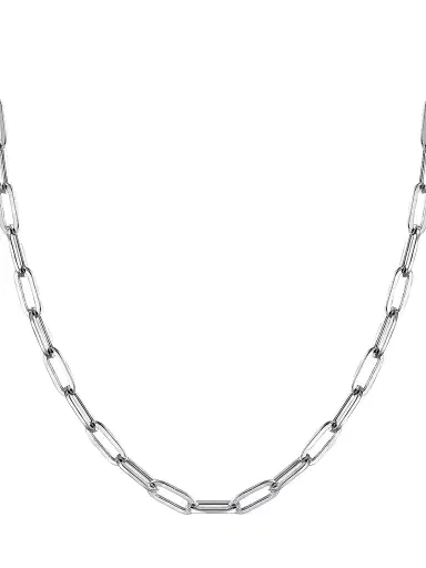 Gabriel & Co Women's Contemporary Sterling Silver Paper-Clip Necklace | Thumbnail 1