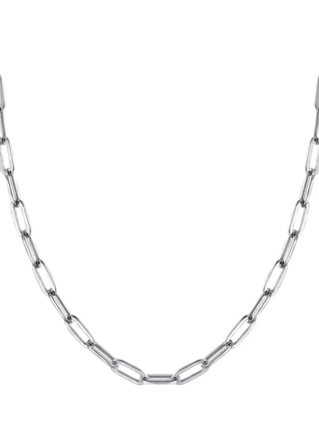 Gabriel & Co Women's Contemporary Sterling Silver Paper-Clip Necklace