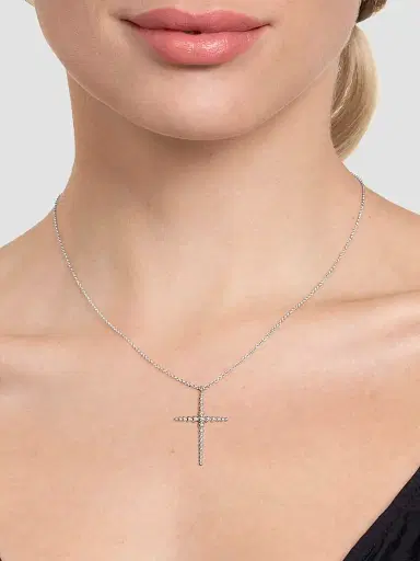 Gabriel & Co Women's Bujukan Sterling Silver Cross Pendant Necklace | Thumbnail 2
