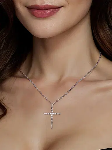 Gabriel & Co Women's Bujukan Sterling Silver Cross Pendant Necklace | Thumbnail 3