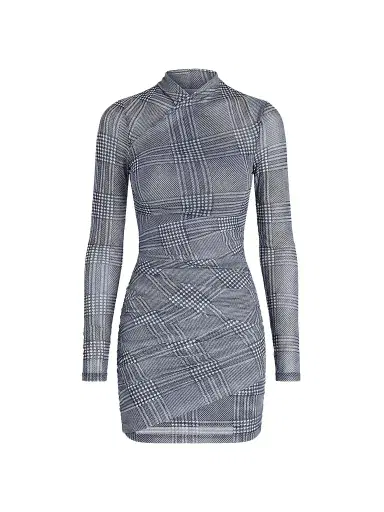 SEROYA Women's Moxey Glen Check Ruched Body-Con Mini Dress | Thumbnail 1 SEROYA Women's Moxey Glen Check Ruched Body-Con Mini Dress | Thumbnail 1