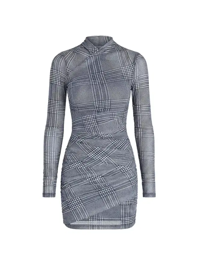 Women's Moxey Glen Check Ruched Body-Con Mini Dress Women's Moxey Glen Check Ruched Body-Con Mini Dress