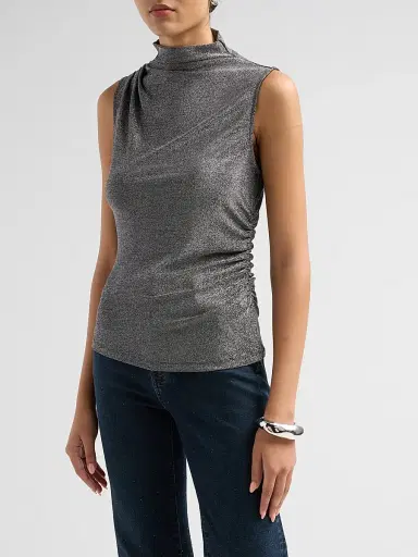 Veronica Beard Women's Mylie Gathered Sleeveless Top | Thumbnail 4
