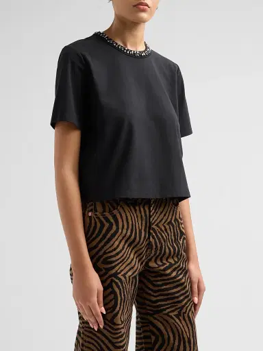 Veronica Beard Women's Sebastian Jewel Neck T-Shirt | Thumbnail 4