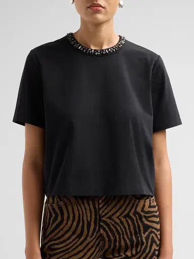 Veronica Beard Women's Sebastian Jewel Neck T-Shirt | Thumbnail 5