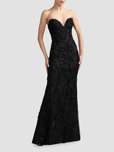 Mac Duggal Women's Floral Embellished Mesh Strapless Column Gown | Thumbnail 2