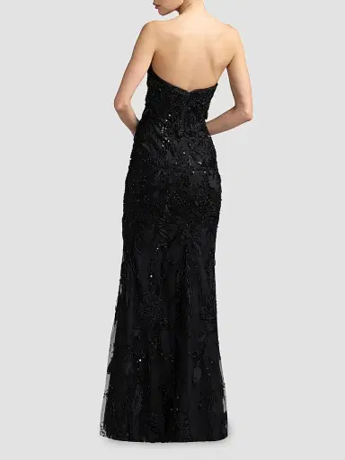 Mac Duggal Women's Floral Embellished Mesh Strapless Column Gown | Thumbnail 3
