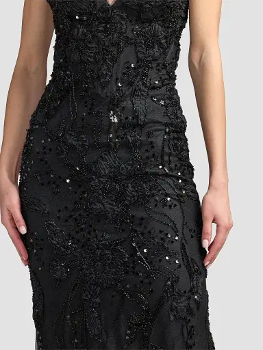 Mac Duggal Women's Floral Embellished Mesh Strapless Column Gown | Thumbnail 5