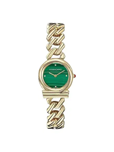 Ferragamo Women's Gancini Twisted Chain IP Yellow Gold Stainless Steel Bracelet Watch/28MM | Thumbnail 1 Ferragamo Women's Gancini Twisted Chain IP Yellow Gold Stainless Steel Bracelet Watch/28MM | Thumbnail 1