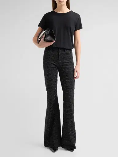 Alice + Olivia Women's Beautiful Embellished High-Rise Bell-Bottom Jeans | Thumbnail 2