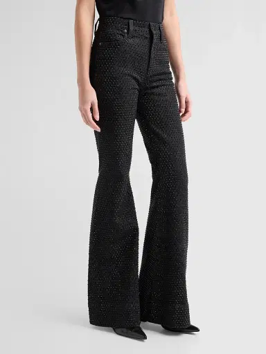 Alice + Olivia Women's Beautiful Embellished High-Rise Bell-Bottom Jeans | Thumbnail 4