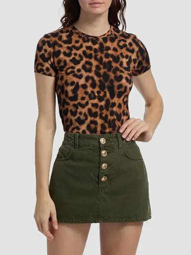 L'Agence Women's Ressi Leopard Crewneck T-Shirt | Thumbnail 3 L'Agence Women's Ressi Leopard Crewneck T-Shirt | Thumbnail 3
