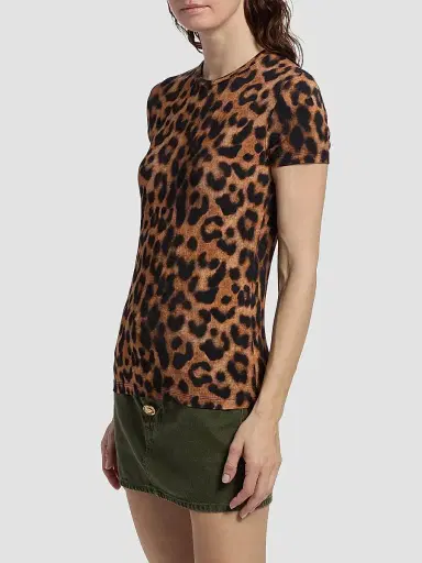 L'Agence Women's Ressi Leopard Crewneck T-Shirt | Thumbnail 4 L'Agence Women's Ressi Leopard Crewneck T-Shirt | Thumbnail 4