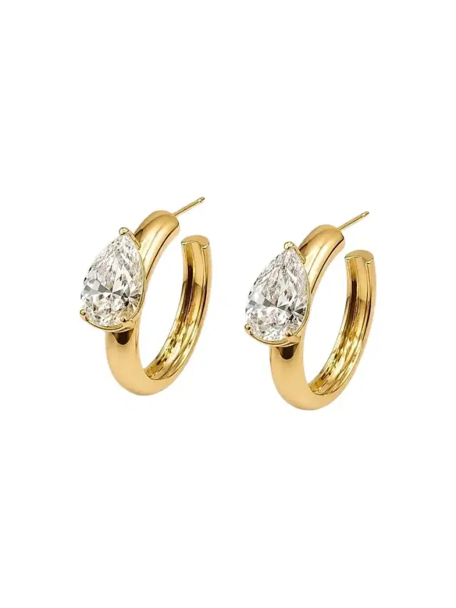 FANTASIA by DESERIO Women's Poise 18K-Yellow-Gold Vermeil & 4.00 TCW Cubic Zirconia Hoop Earrings