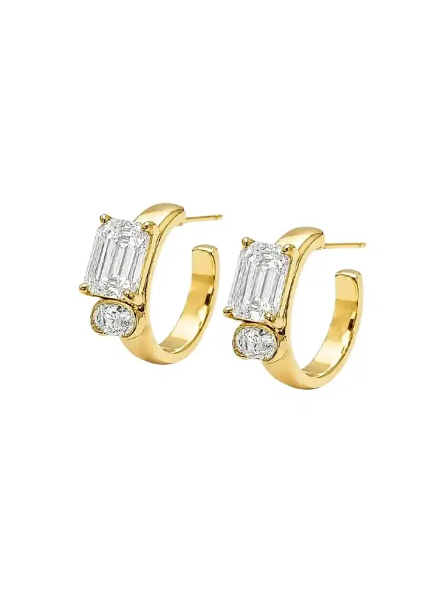 FANTASIA by DESERIO Women's Legacy Harmony 18K-Yellow-Gold Vermeil & 6.20 TCW Cubic Zirconia Hoop Earrings