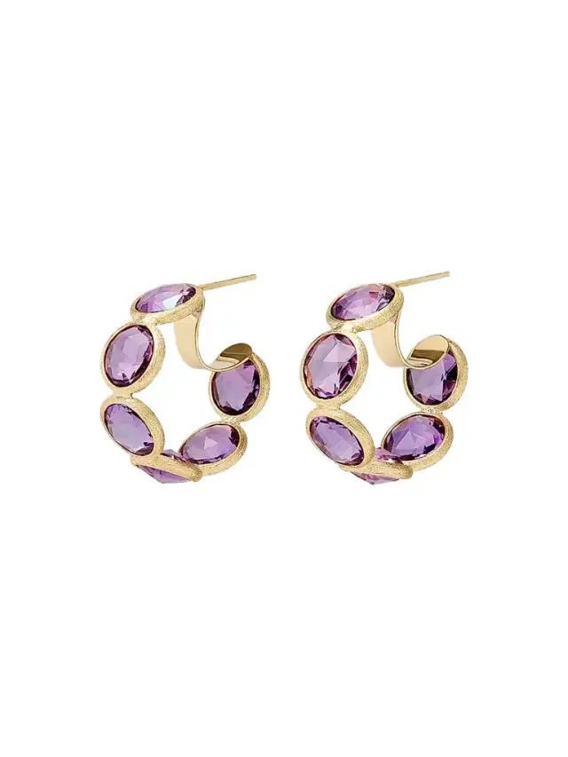 MARCO BICEGO Women's Jaipur Color 18K Yellow Gold & Amethyst Hoop Earrings
