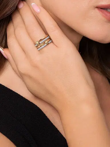 Gabriel & Co Women's Bujukan Two-Tone 14K Gold & 0.60 TCW Diamond Multi-Band Ring | Thumbnail 2 Gabriel & Co Women's Bujukan Two-Tone 14K Gold & 0.60 TCW Diamond Multi-Band Ring | Thumbnail 2