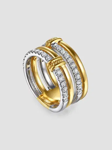 Gabriel & Co Women's Bujukan Two-Tone 14K Gold & 0.60 TCW Diamond Multi-Band Ring | Thumbnail 3 Gabriel & Co Women's Bujukan Two-Tone 14K Gold & 0.60 TCW Diamond Multi-Band Ring | Thumbnail 3
