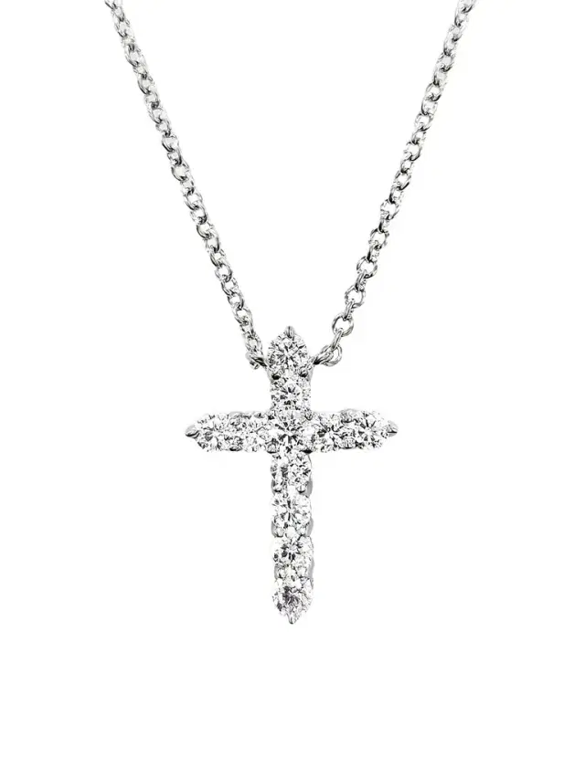 FANTASIA by DESERIO Women's Sterling Silver & 1.50 TCW Cubic Zirconia Cross Pendant Necklace