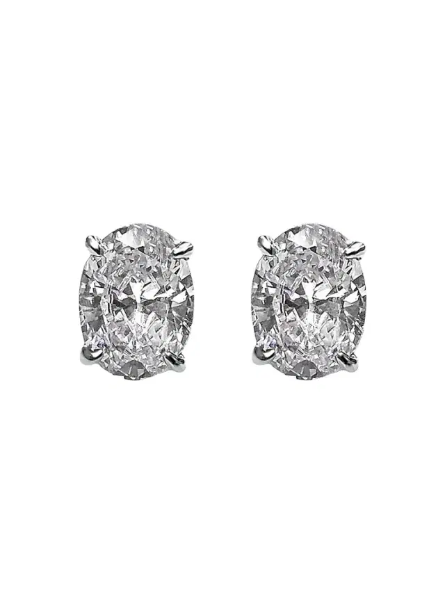 FANTASIA by DESERIO Women's Sterling Silver & 4.00 TCW Oval Cubic Zirconia Stud Earrings