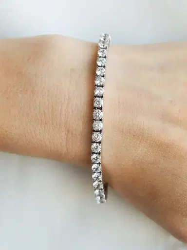 FANTASIA by DESERIO Women's Sterling Silver & 10.50 TCW Cubic Zirconia Tennis Bracelet | Thumbnail 2