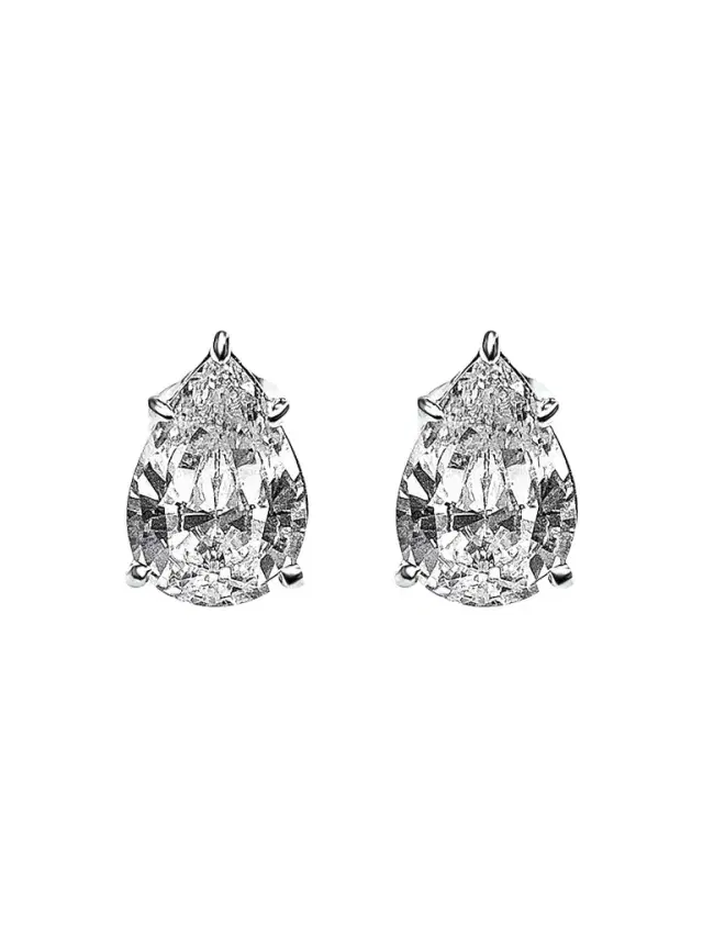 FANTASIA by DESERIO Women's Sterling Silver & 4.00 TCW Pear-Cut Cubic Zirconia Stud Earrings