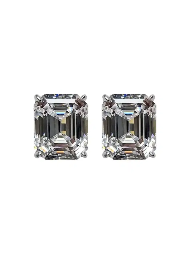 FANTASIA by DESERIO Women's Sterling Silver & 14.00 TCW Emerald-Cut Cubic Zirconia Stud Earrings