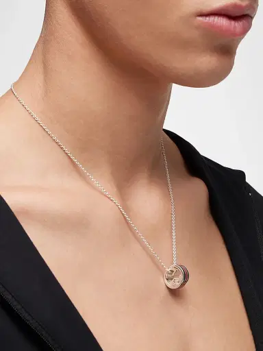 Gucci Women's Interlocking Sterling Silver & Enamel Pendant Necklace | Thumbnail 2