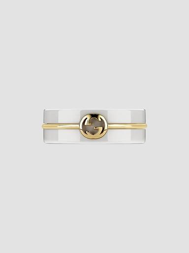Gucci Women's Interlocking Ceramic & 18K Yellow Gold Ring | Thumbnail 1