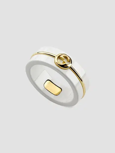 Gucci Women's Interlocking Ceramic & 18K Yellow Gold Ring | Thumbnail 3