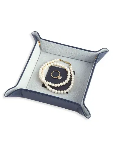 Royce New York Suede-Lined Leather Catchall Valet Tray | Thumbnail 2