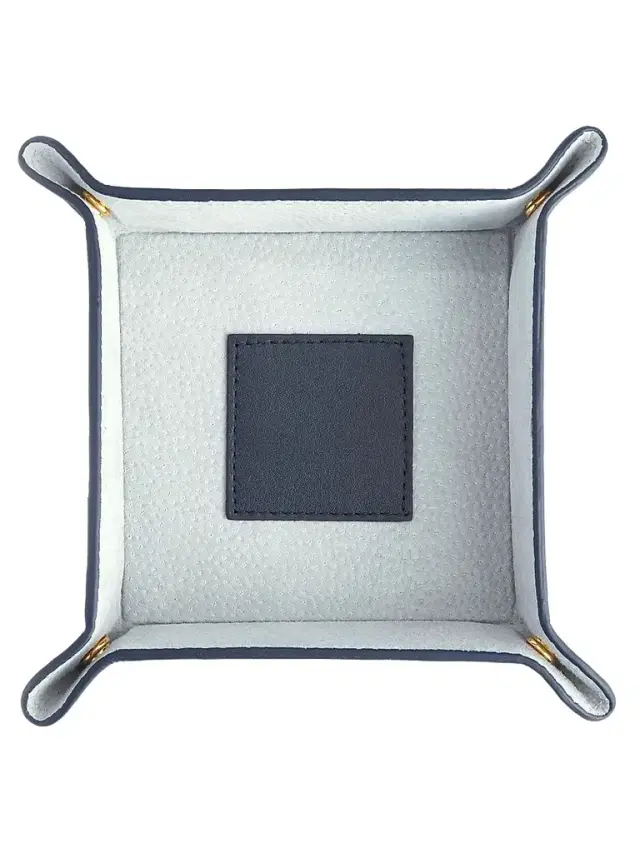 Royce New York Suede-Lined Leather Catchall Valet Tray