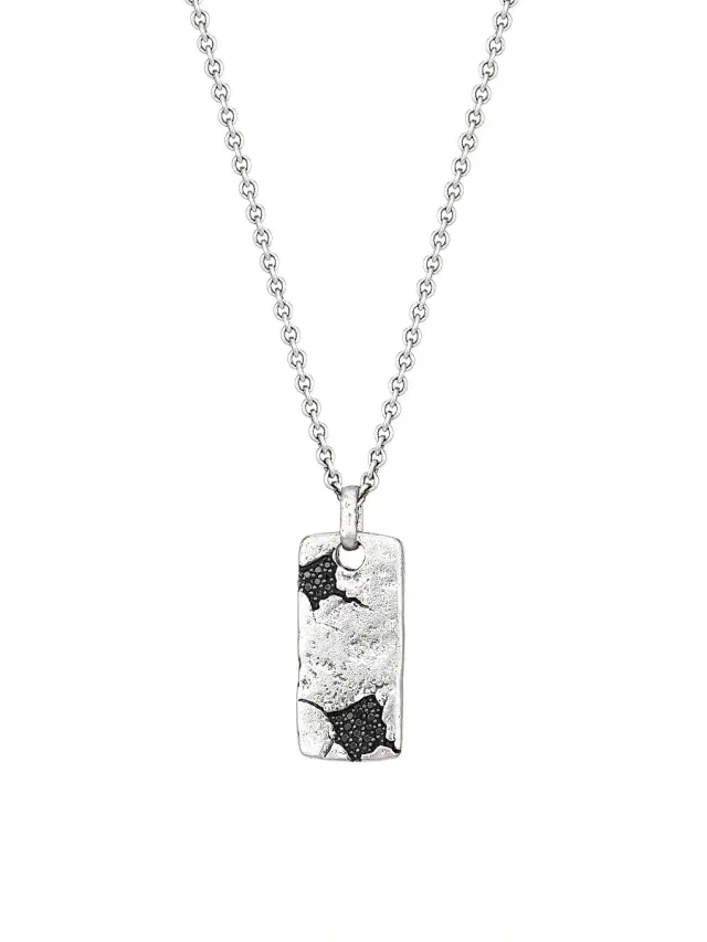 Men's Artisan Metals JV Sterling Silver & Black Diamond ID Tag Pendant Necklace
