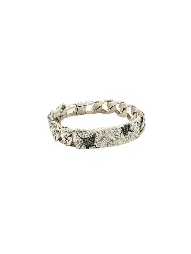 JOHN VARVATOS Men's Artisan Metals Sterling Silver & Black Diamond ID Tag Chain Bracelet | Thumbnail 1