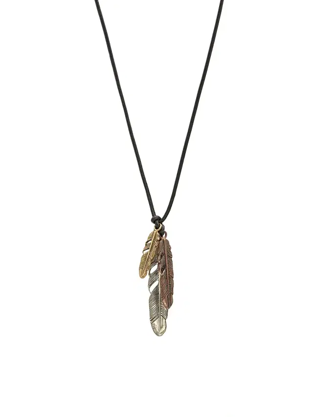 JOHN VARVATOS Mercer Mixed Metal Feather Pendant Necklace