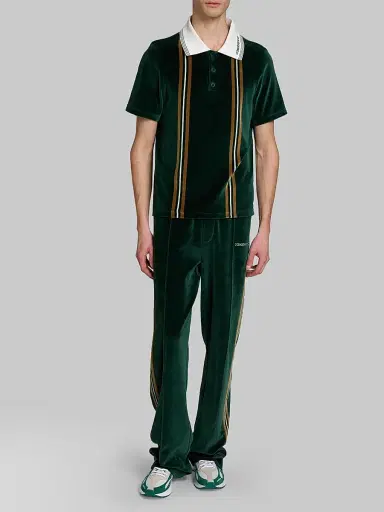 Casablanca Men's Velour Striped Polo Shirt | Thumbnail 2