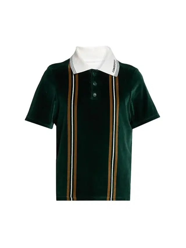 Casablanca Men's Velour Striped Polo Shirt