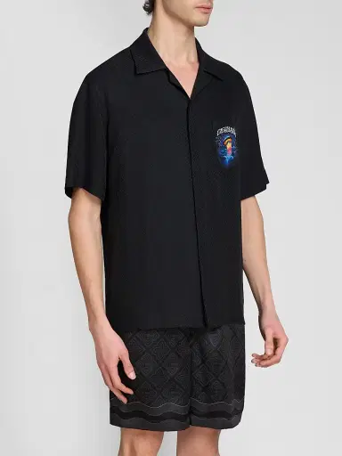 Casablanca Men's Silk Short-Sleeve Camp Shirt | Thumbnail 4