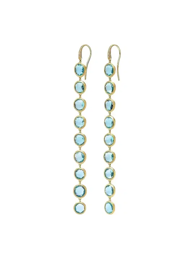 MARCO BICEGO Women's Jaipur Color 18K Yellow Gold, 0.03 TCW Diamond & Blue Topaz Drop Earrings