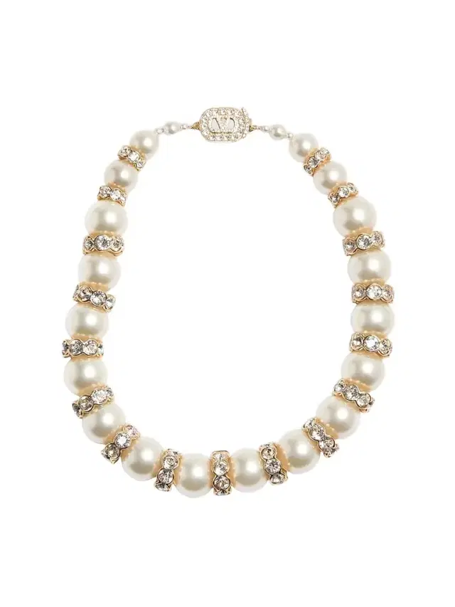 Valentino Women's Hypergoutte Necklace in Metal and Resin with Crystals