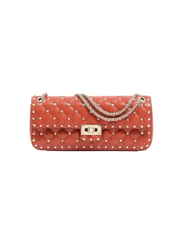 Valentino Women's Rock Stud Spike Medium Shoulder Bag in Kidskin