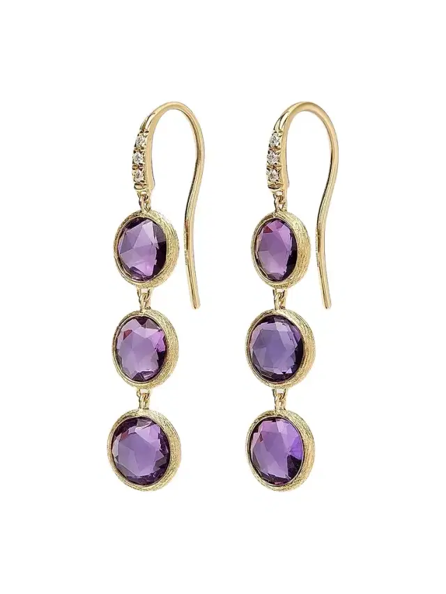 MARCO BICEGO Women's Jaipur Color 18K Yellow Gold, Amethyst & 0.03 TCW Diamond Drop Earrings