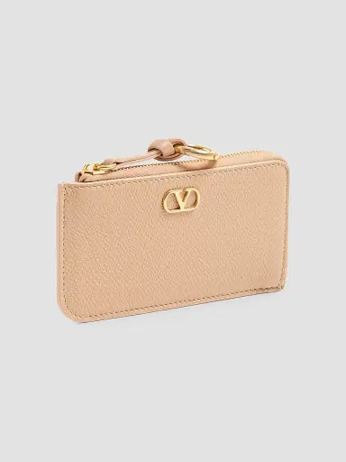 Valentino Women's Zip-Around Charm Card Holder in Grainy Calfskin | Thumbnail 2 Valentino Women's Zip-Around Charm Card Holder in Grainy Calfskin | Thumbnail 2