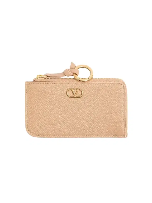 Valentino Women's Zip-Around Charm Card Holder in Grainy Calfskin
